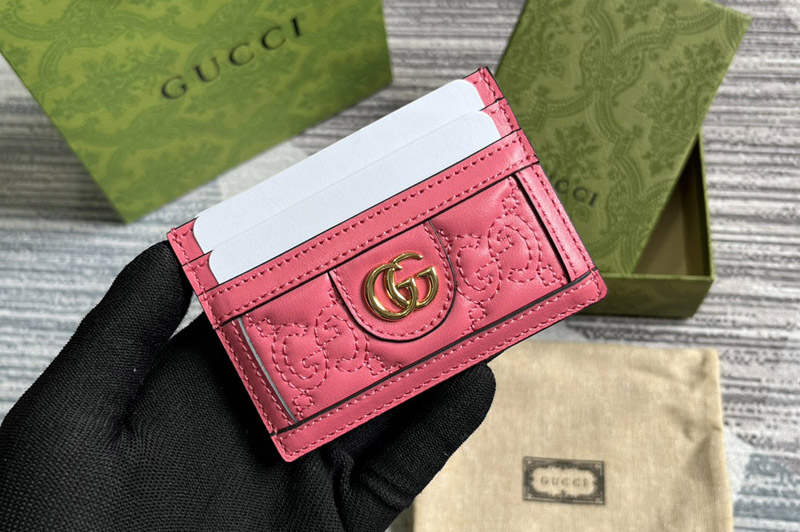 Gucci 723790 GG Matelasse Card Case in Pink GG Matelassé leather