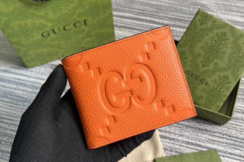 Gucci 739475 Jumbo GG Wallet in Orange jumbo GG leather