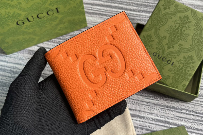 Gucci ‎739479 Jumbo GG Coin Wallet in Orange jumbo GG leather