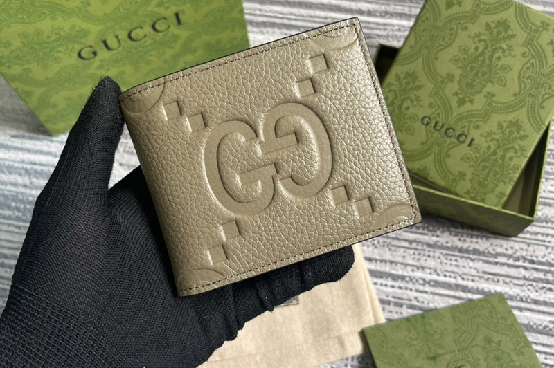Gucci ‎739479 Jumbo GG Coin Wallet in Taupe jumbo GG leather