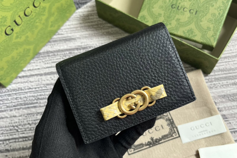 Gucci ‎746059 Wallet With Interlocking G Python Bow Bag in Black leather
