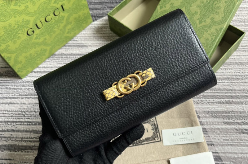 Gucci 750461 Wallet With Interlocking G Python Bow in Black leather