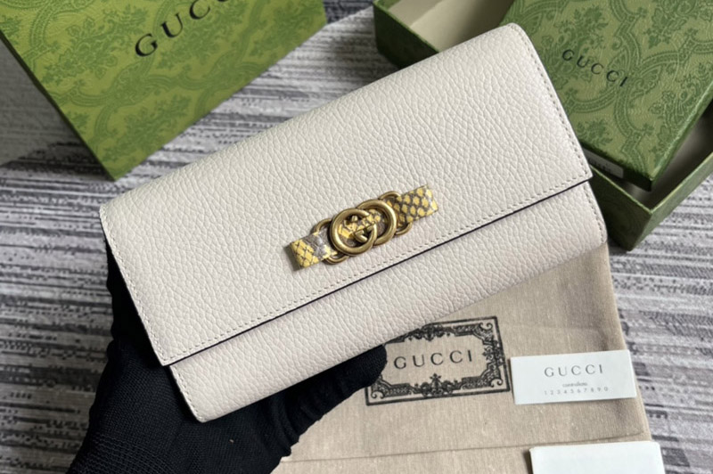 Gucci 750461 Wallet With Interlocking G Python Bow in White leather