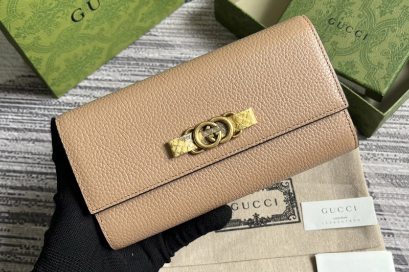 Gucci 750461 Wallet With Interlocking G Python Bow in Beige leather