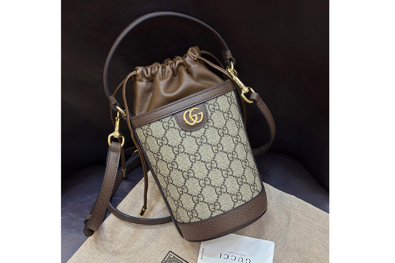 Gucci 760199 ophidia mini bucket bag in Beige and ebony GG Supreme