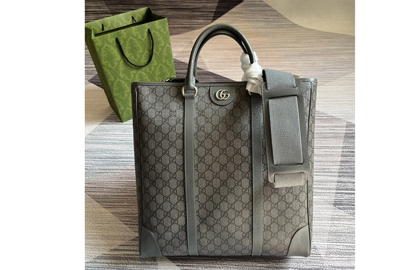 Gucci 763316 ophidia medium tote bag in Grey and black GG Supreme Tender canvas