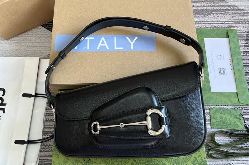 Gucci 764155 Gucci Horsebit 1955 shoulder bag in Black Leather