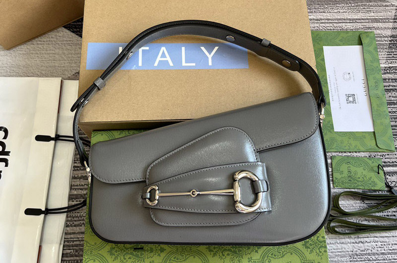 Gucci 764155 Gucci Horsebit 1955 shoulder bag in Gray Leather