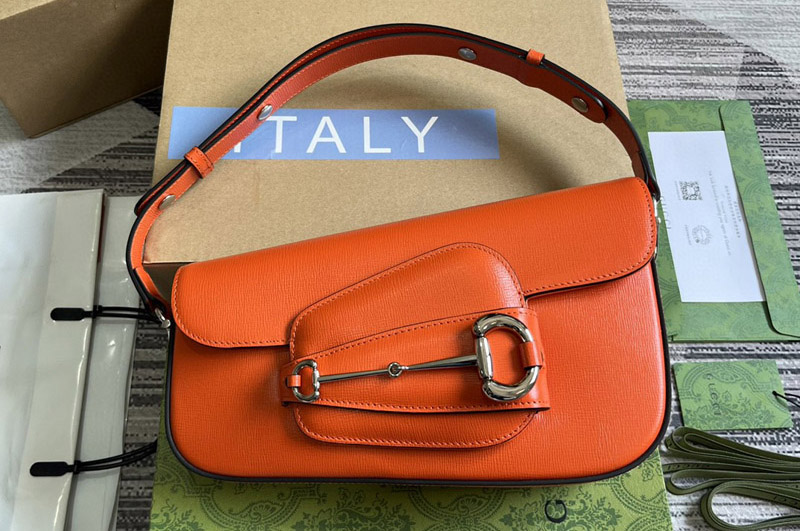 Gucci 764155 Gucci Horsebit 1955 shoulder bag in Orange Leather