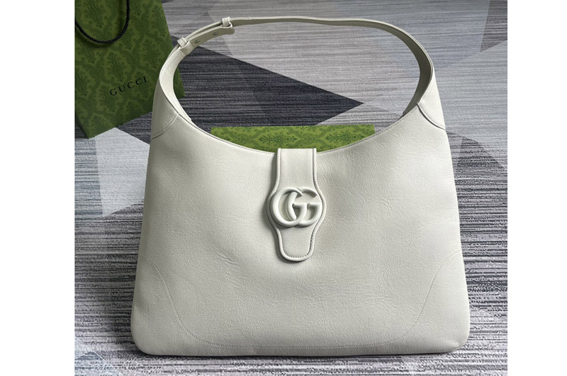 Gucci 772483 aphrodite large shoulder bag in White soft leather