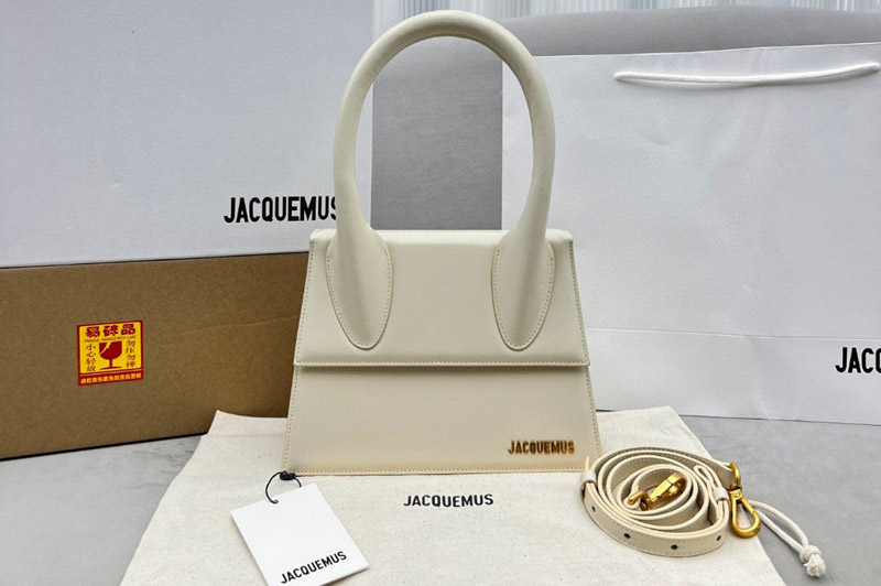 Jacquemus Large leather handbag in Cream Leather