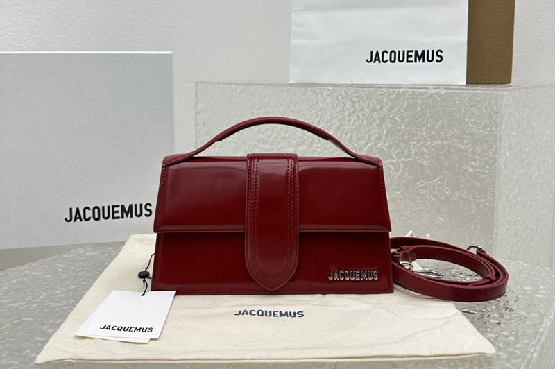 Jacquemus Crossbody flap bag in Wine Leather