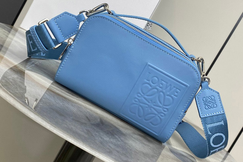 Loewe Mini Camera Crossbody bag in Blue satin calfskin