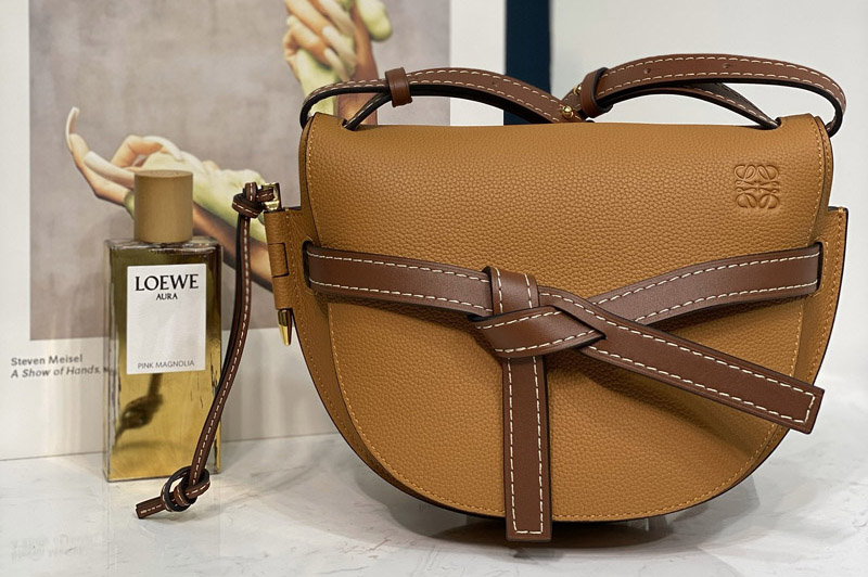 Loewe Mini Gate Dual bag in Brown soft calfskin