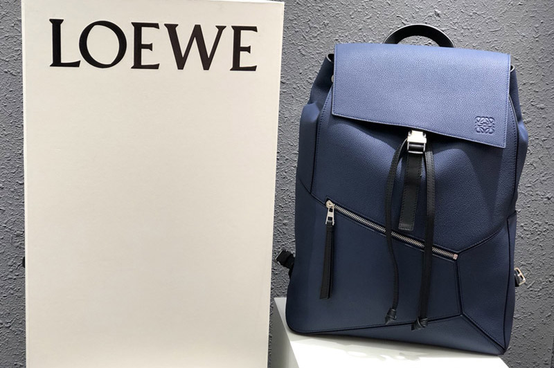 Loewe Puzzle Backpack in Blue Leather
