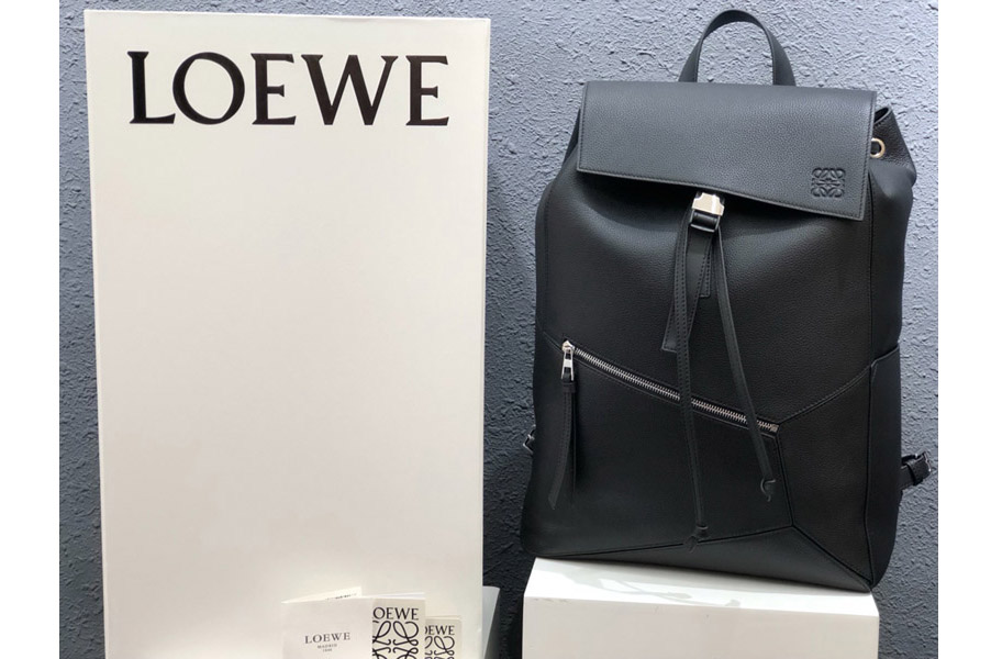 Loewe Puzzle Backpack in Black Leather