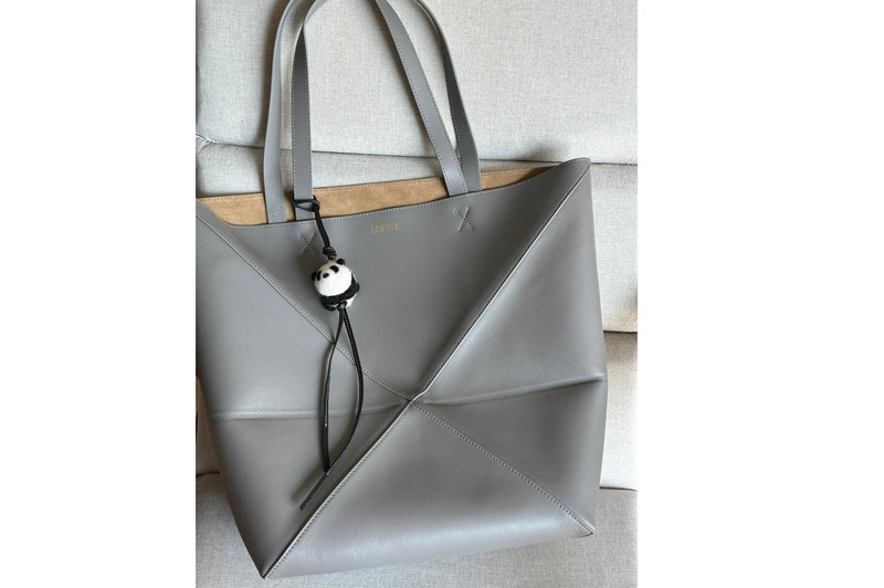 Loewe Large Puzzle Fold Tote in Grey shiny calfskin