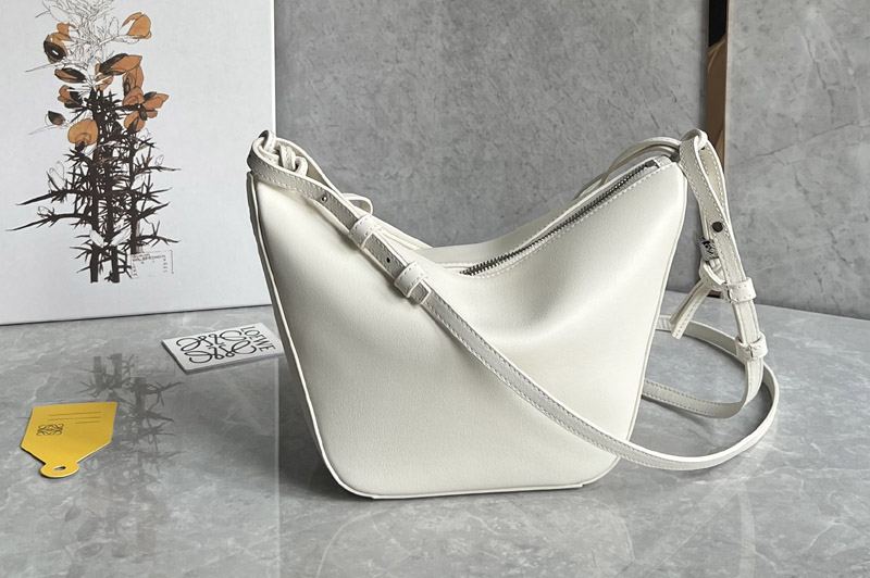 Loewe Mini Hammock Hobo bag in White classic calfskin