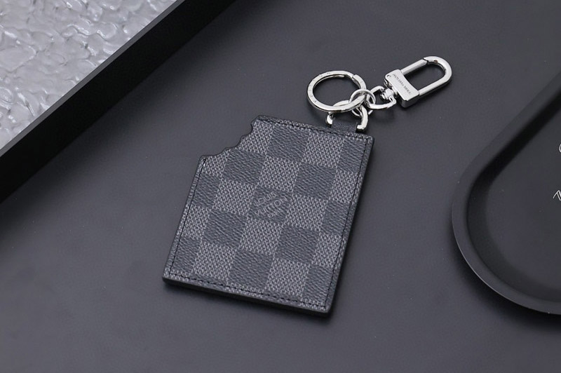 Louis Vuitton M01478 LV Chocolate Bar Figurine Key Holder And Bag Charm in Damier Graphite Canvas