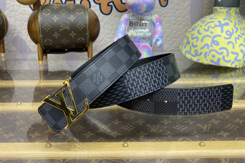 Louis Vuitton M0340U LV Initiales 40mm Reversible Belt With Gold Buckle