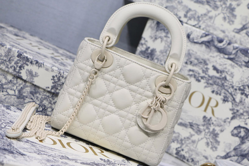 Dior M0505 Mini Lady Dior handbag in Latte Ultramatte Cannage Calfskin