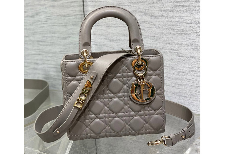 Dior M0538 Christian Dior Small Lady Dior My ABCDior bag in Gray White Cannage Lambskin