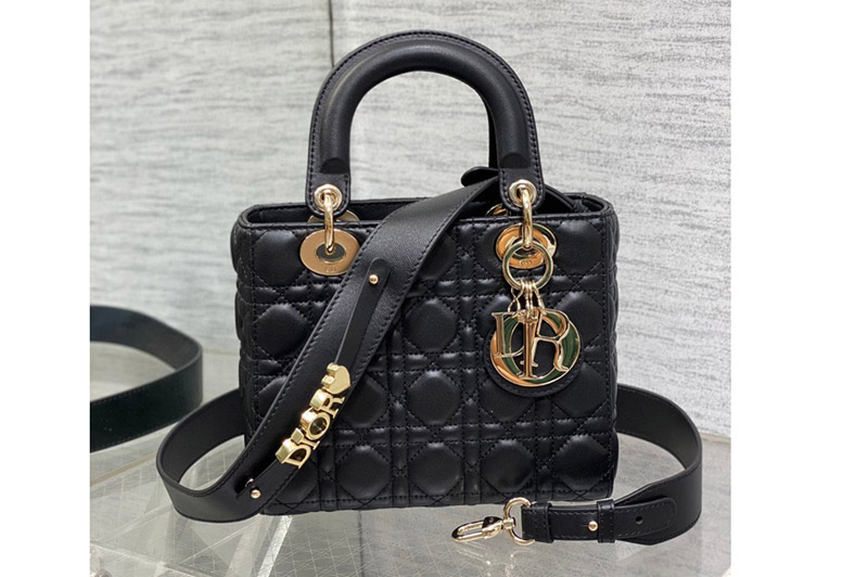 Dior M0538 Christian Dior Small Lady Dior My ABCDior bag in Black Cannage Lambskin With Gold