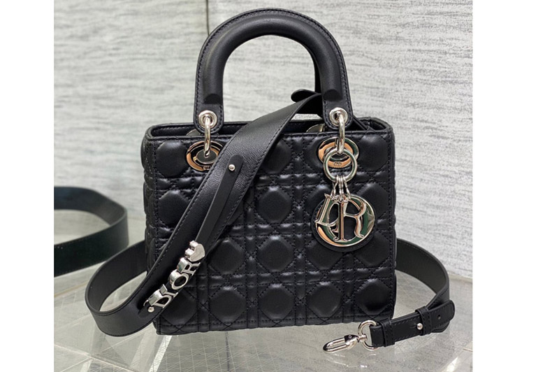 Dior M0538 Christian Dior Small Lady Dior My ABCDior bag in Black Cannage Lambskin With Silver