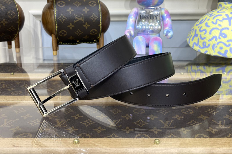 Louis Vuitton M0545V LV City Pin 35MM Belt in Dark Brown Calf leather