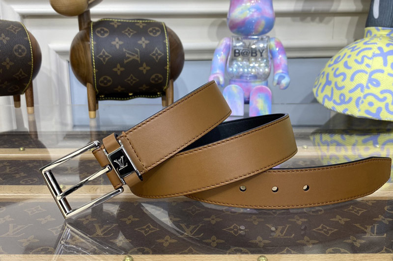 Louis Vuitton M0547V LV City Pin 35MM Belt in Brown Calf leather
