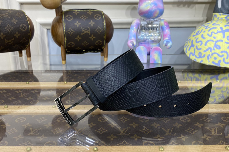 Louis Vuitton M0615Q LV Speaker 40MM Belt in Black calf leather Black Buckle