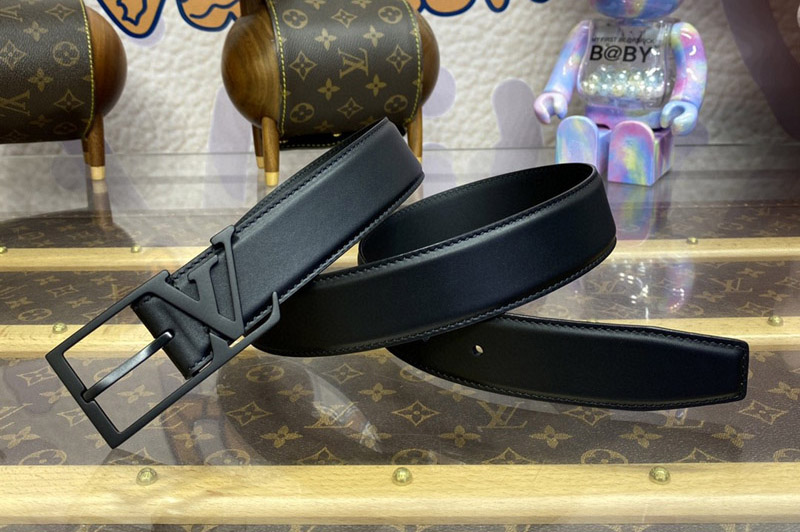 Louis Vuitton M0687V LV Skyline 35mm Belt in Black Napa leather With Black
