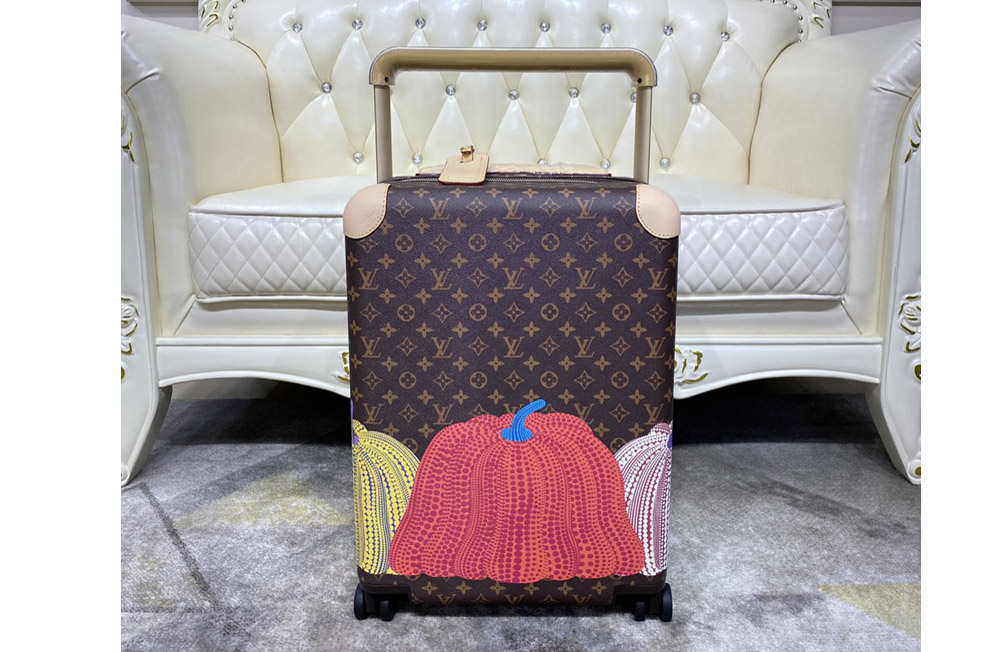 Louis Vuitton M10155 LV x YK Horizon 55 trolley case in Monogram coated canvas with colorful Pumpkin print
