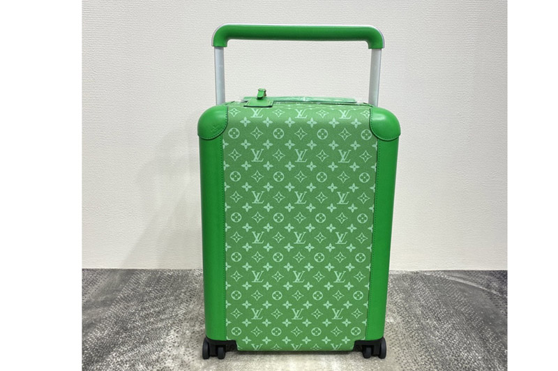 Louis Vuitton M20183 LV Horizon 55 rolling luggage in Green Taiga cowhide leather and Monogram Pacific coated canvas