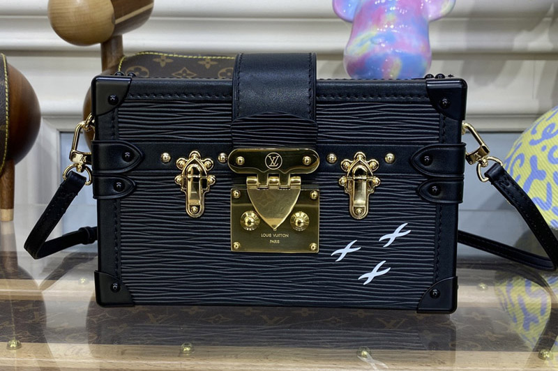 Louis Vuitton M59179 LV Petite Malle handbag in Black Epi Leather