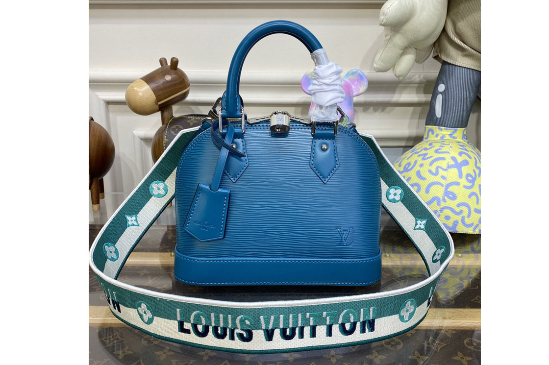 Louis Vuitton M20609 LV Alma BB handbag in Blue Epi leather