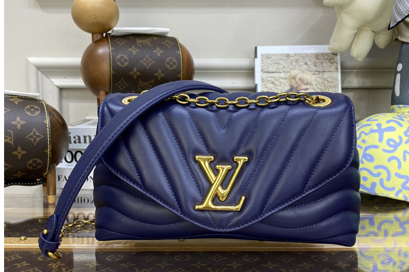 Louis Vuitton M20615 LV New Wave Chain Bag MM bag in Night Blue Quilted cowhide leather