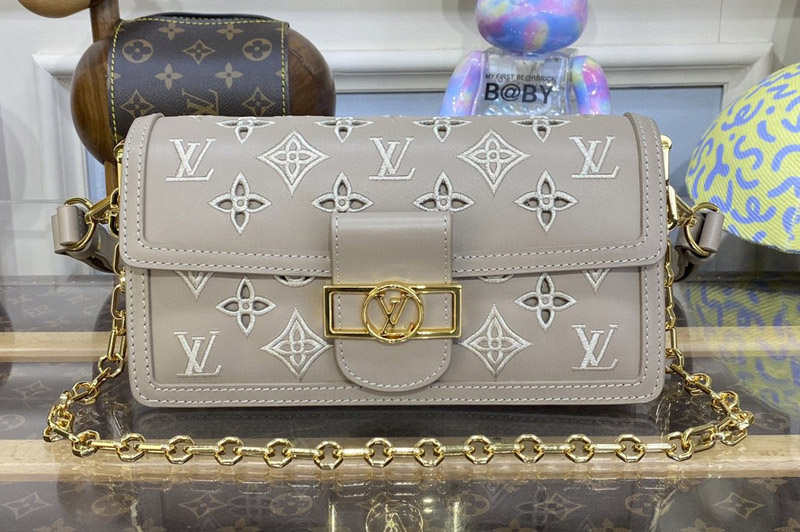 Louis Vuitton M20730 LV Dauphine East West Bag in Khaki Leather