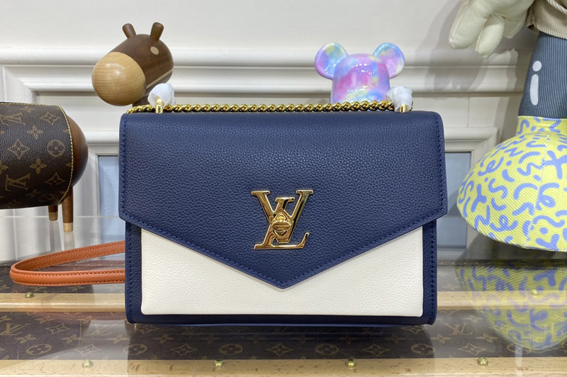 Louis Vuitton M20982 LV MyLockMe Chain Bag in Navy Blue Grained calf leather