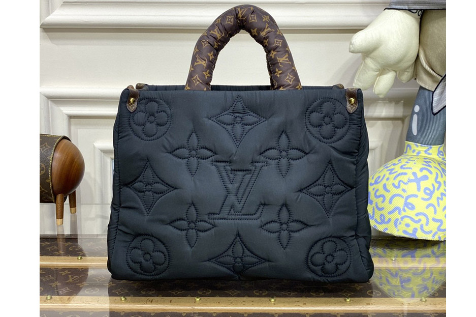 Louis Vuitton M21069 LV Onthego MM Bag in Black Econyl regenerated nylon