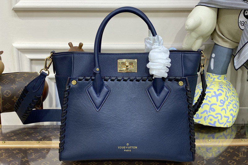 Louis Vuitton M21569 LV On My Side MM handbag in Navy Blue Calf leather
