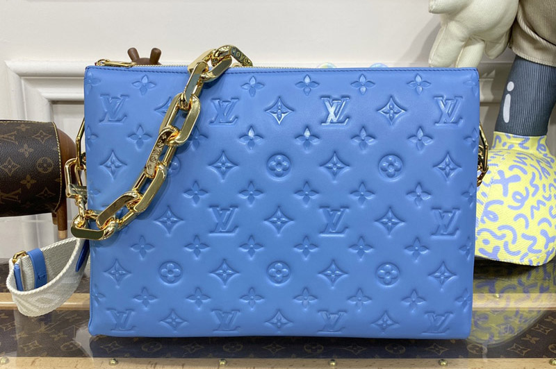 Louis Vuitton M21650 LV Coussin MM handbag in Blue Lambskin