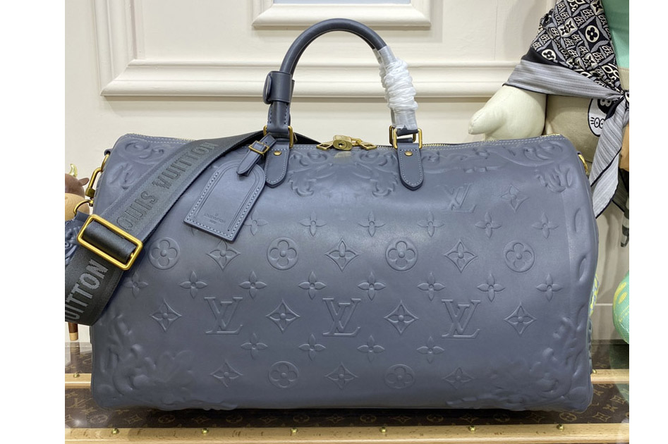 Louis Vuitton M21845 LV Keepall Bandoulière 50 bag in Gray Calf leather