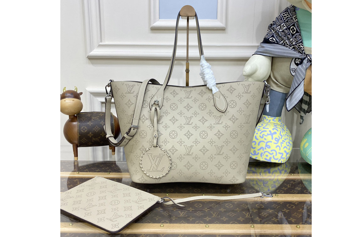 Louis Vuitton M21852 LV Blossom MM tote bag in Beige Mahina perforated calfskin leather