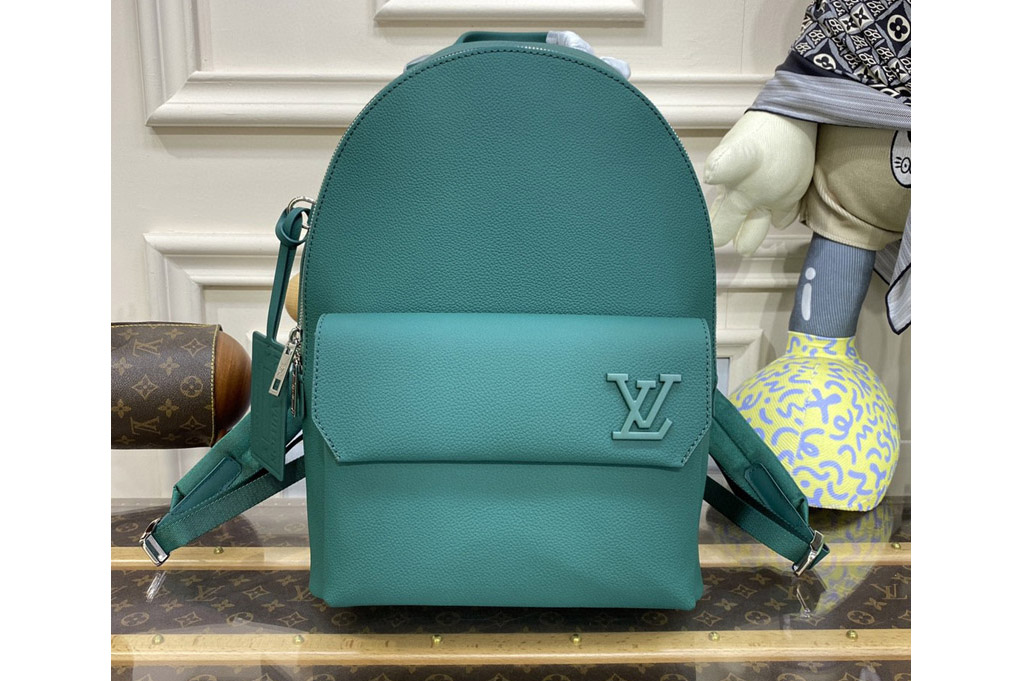 Louis Vuitton M23735 LV Takeoff Backpack in Atlantic Blue grained cowhide leather