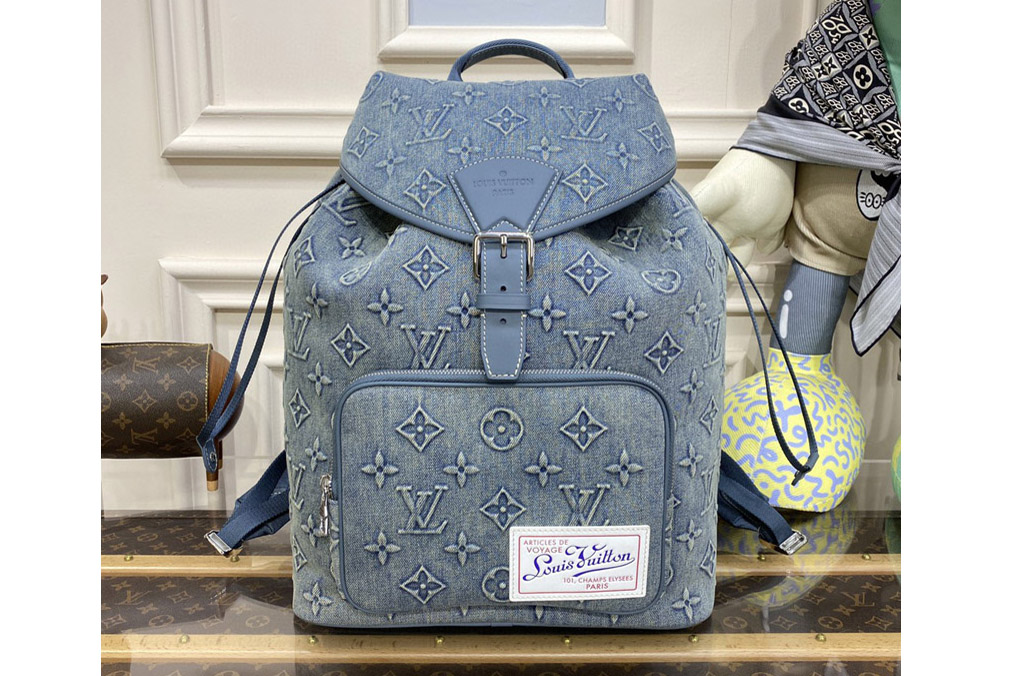 Louis Vuitton M22534 LV Montsouris Backpack in Monogram Washed Denim coated canvas