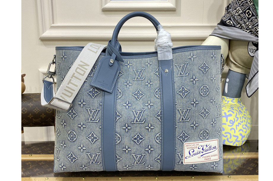 Louis Vuitton M22537 LV Week-End Tote bag In Monogram Washed Denim canvas