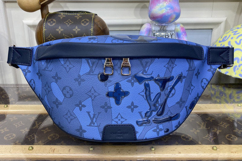 Louis Vuitton M22576 LV Discovery Bumbag Bag in Abyss Blue Monogram Aquagarden coated canvas