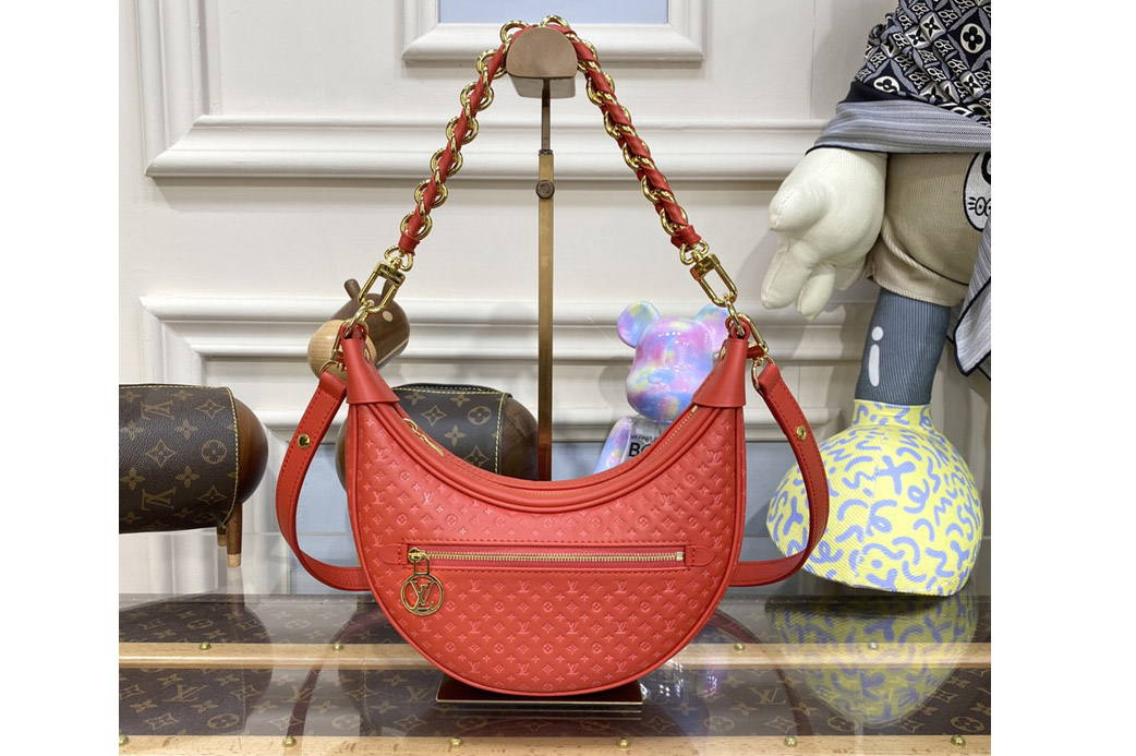 Louis Vuitton M22594 LV Loop baguette handbag in Red Calfskin
