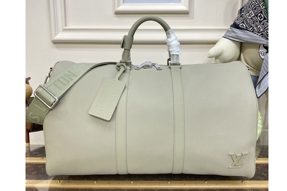 Louis Vuitton M22609 LV Keepall Bandoulière 50 Bag in Sage Cowhide leather